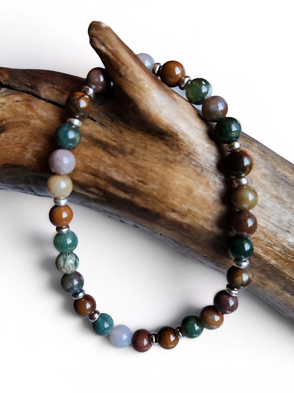 Multicolor Natural Stone Beaded Stretch Bracelet